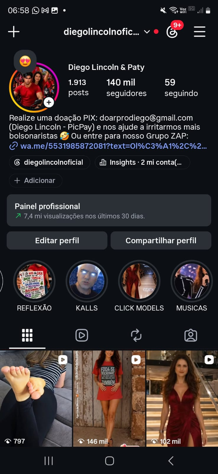 Instagram da CLICK MODELS